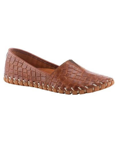 Spring Step Kathaleta Croco Flat Women's 10.5-11 M Brown Leather Slip On ZAP2871
