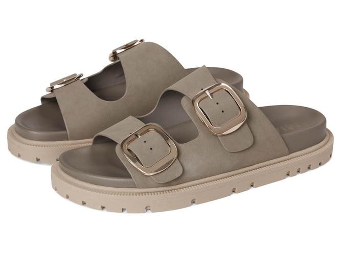 Mia Gen GS1488501 Sandals Women's US 6.5 M Taupe Gold Faux Leather Slide ZAP2778