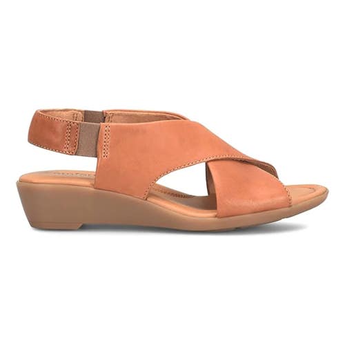 Comfortiva Emilee Sandals Women 11D Luggage Leather Wedge Heel Slingback ZAP2926