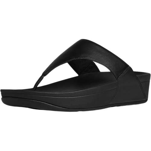 FitFlop Lulu I88-001 Sandals Women's 11 B Black Leather Wedge Toe Post ZOGG4042