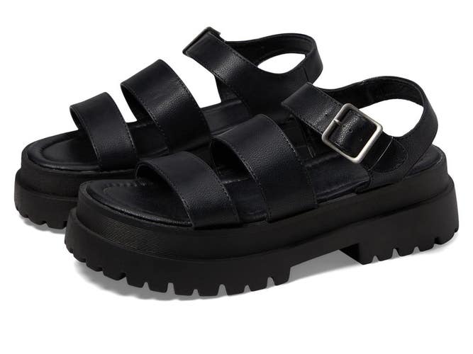 Dirty Laundry Baddie Sandals Womens 11B Black Lug Sole Adjustable Strap ZOGG4037