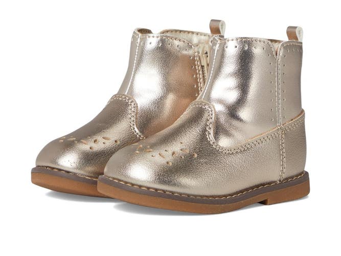 Stride Rite Stella BG034202 Boots Girls US 5 M Gold Leather Ankle Bootie RHS9869