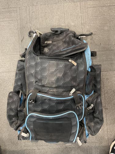 Used BoomBah BASEBALL WHEELED BAG BB/SB Player Wheeled Bag Black And Carolina Blue 11614-S000245747
