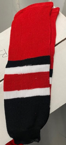 13 Pairs Red, Black, white Athletic Knit Hockey Socks Medium 26" Length