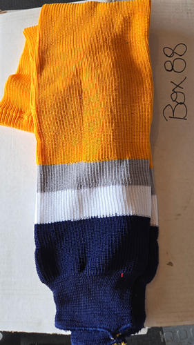 18 Pairs  Gold, Grey and Blue Colors Athletic Knit Hockey Socks Adult Large 32" Length