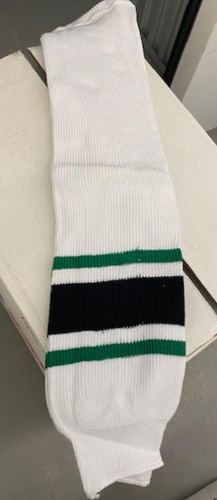 17 Pairs White, Green and black Colors Athletic Knit Hockey Socks Adult Large 32" Length