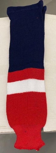 18 Pairs Blue, Red, White color Athletic Knit Hockey Socks Medium 26" Length