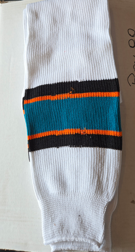 18 Pairs White, Teal and Black Colors Athletic Knit Hockey Socks Adult Large 32" Length