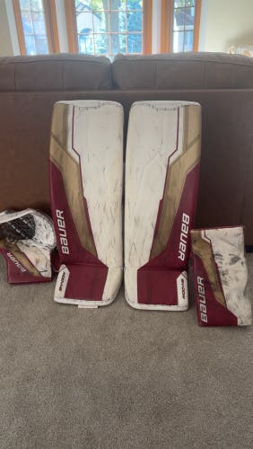 JACOB FOWLER used Bauer goalie pads 23-24 season BOSTON COLLEGE