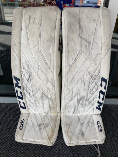 White 34" Senior CCM Axis Pro Goalie Leg Pads (Used)