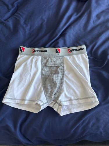 White Medium Men's Compression Shorts With Front Pocket For Cup