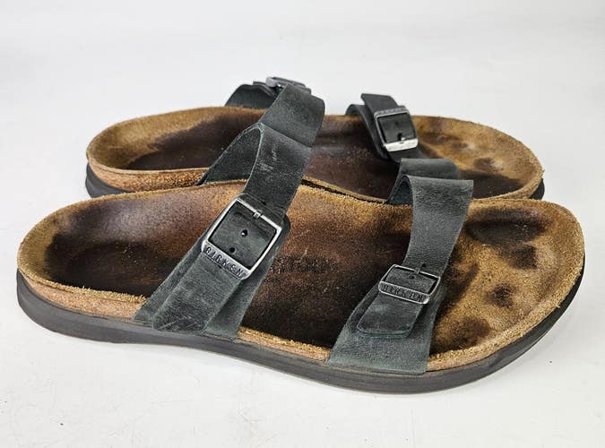 Birkenstock Sierra Black Oiled-Leather Sandals Shoes Slide Womens Size: 40 / 9