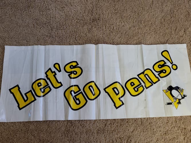 Vintage Pittsburgh Penguins Let's Go Pens Handheld Banner