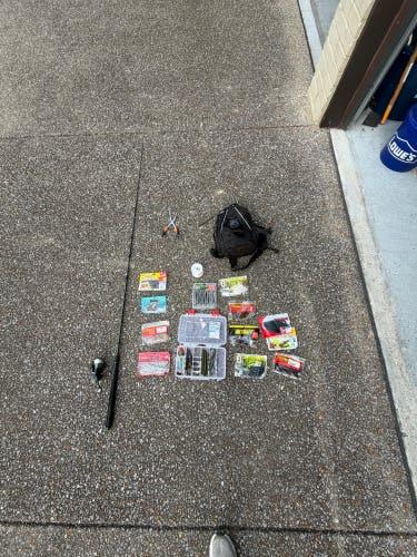 Fishing Bag, Rod, and Lures
