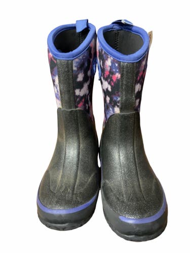 Bogs Rain Boots Size 12C Black / Purple Tie Dye Glitter
