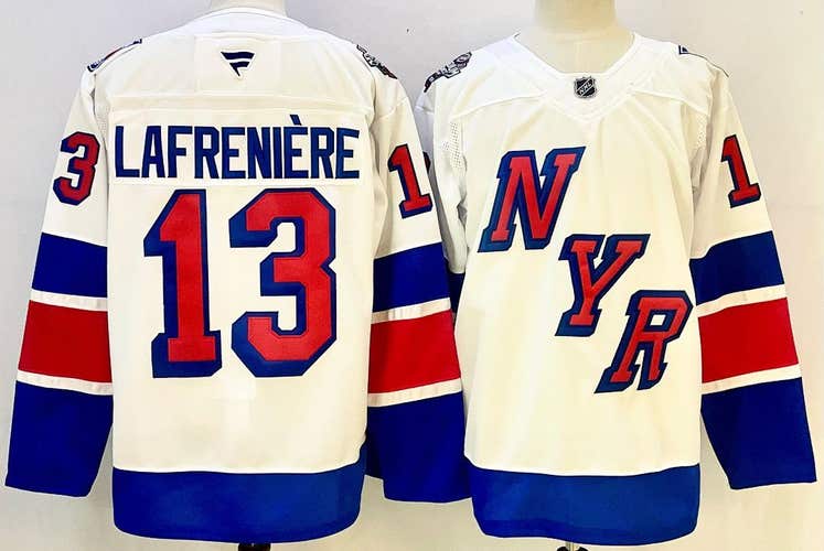 New York Rangers Alexis Lafreniere #13 Stitched Jersey Reverse Retro Ice Hockey Jersey Size 54