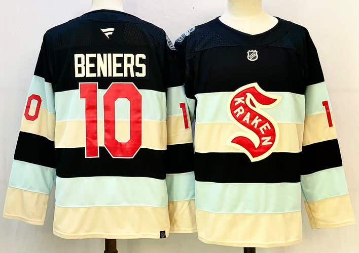 Seattle Kraken Matt Beniers 10 Stitched Jersey Reverse Retro Ice Hockey Jersey Size 54