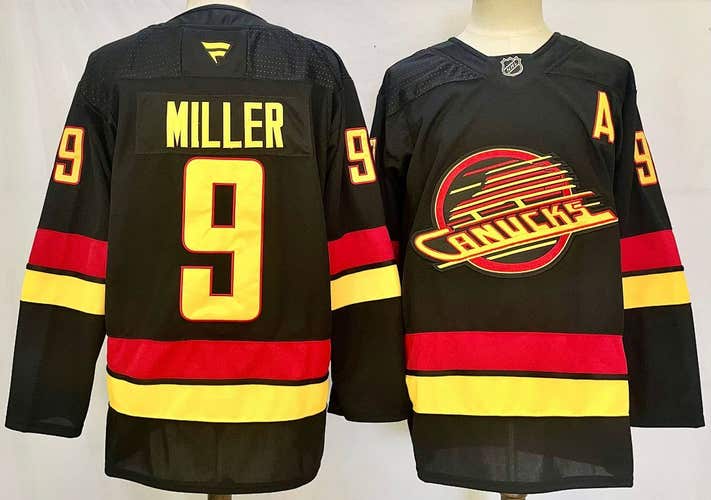 Men's Vancouver Canucks Miller 9 Stitched Black Jersey Ice Hockey Jersey size 52