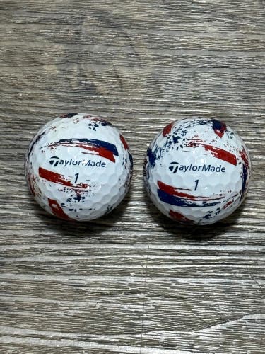 2 TaylorMade SpeedSoft Ink Golf Balls with American Flag - 5A MINT CONDITION
