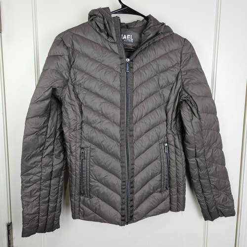 Michael Kors Packable Down Fill Puffer Jacket Womens Size: S Brown Winter Warm