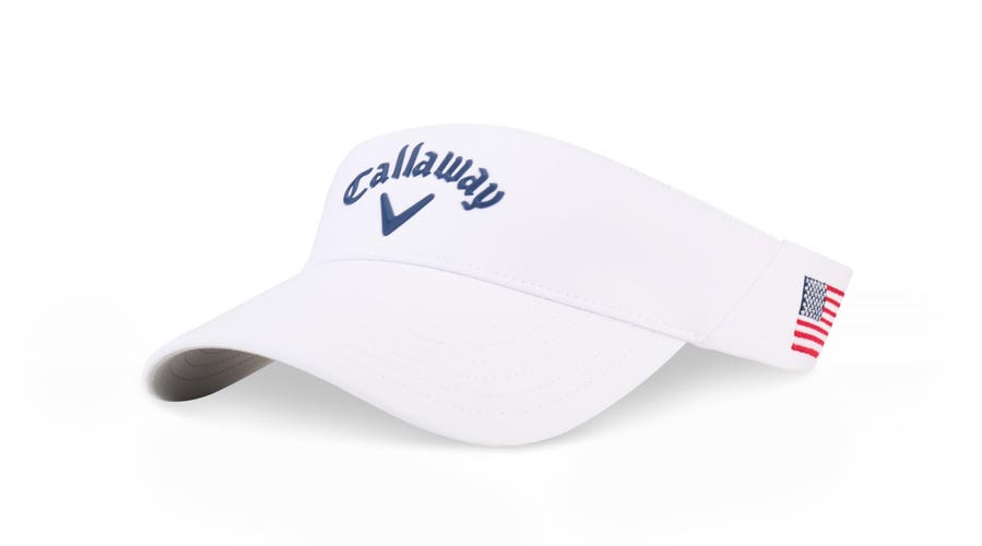 NEW 2026 Callaway Golf Liquid Metal White/USA Flag Adjustable Golf Visor/Hat/Cap