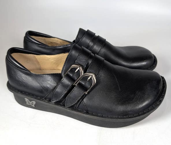 Alegria Ali Black Smooth Leather Clog Shoe Buckle Women's Size: 49 / 9-9.5