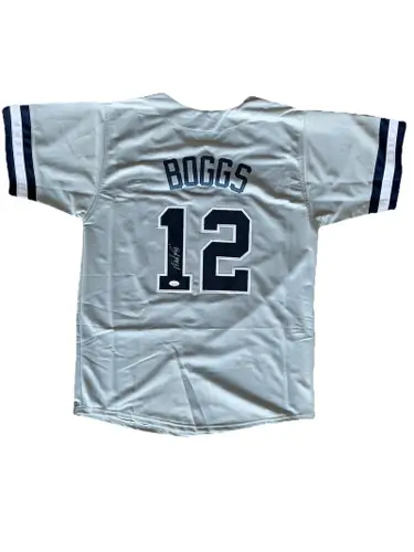 WADE BOGGS Signed Yankees Custom Jersey JSA WITNESSED COA WIT770298 HOF 05 3000