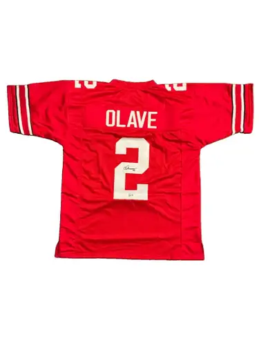 Chris Olave Signed Ohio State Buckeyes Custom Red Jersey Black Ink Beckett COA
