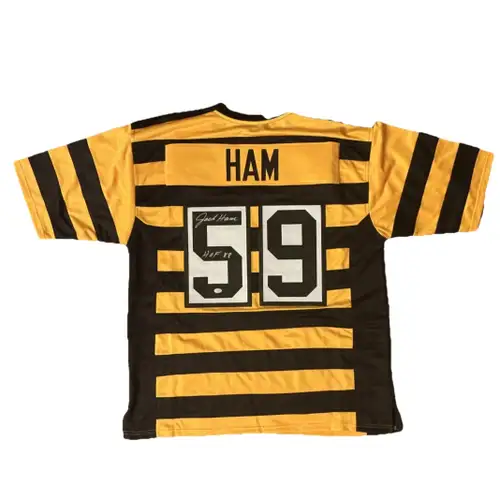 JACK HAM Signed Steelers BUMBLEBEE Jersey GTSM WITNESSED Inscribed HOF 88 XL
