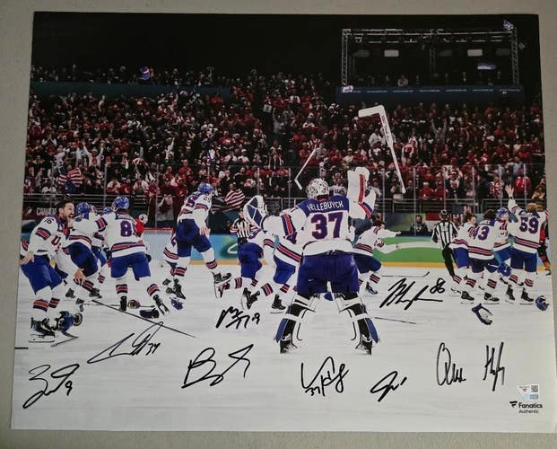 2026 USA Hockey Gold Medal Team Celebration 16x20 Photo JACK HUGHES TKACHUK COA
