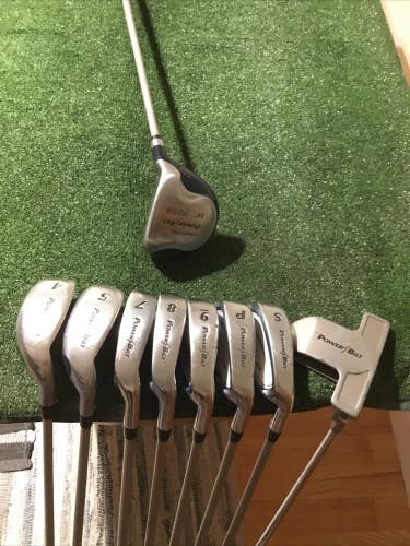 PowerBilt PB100 Set 20* FW, 4H, 5H, 7-PW-SW, Putter Mid Flex Graphite Shafts