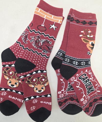 ST11 Mens NCAA SOUTH CAROLINA GAMECOCKS Crew Socks Lot of 2 Pair LARGE New
