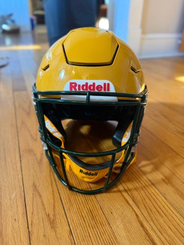 Yellow Youth Riddell SpeedFlex True Helmet With Green Face Mask (New)