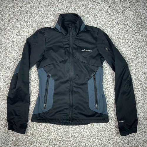 Columbia Jacket Womens XS Black Omni-Wind Block Softshell Zip Outdoor Hiking Top
