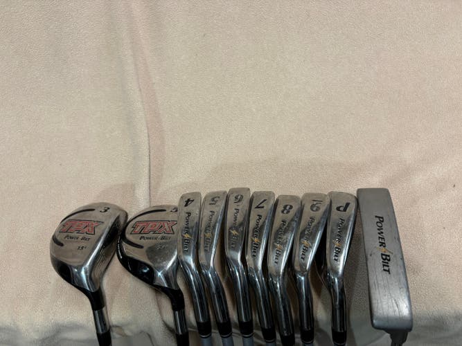 Men's PowerBilt Tpx Right Handed Clubs (Full Set) Regular Flex 10 Pieces (Used)