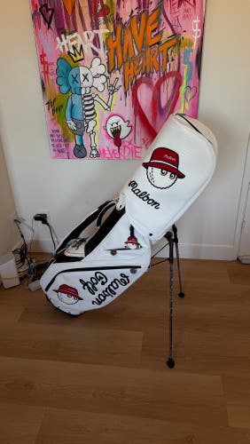Malbon Golf White 5 Way Caddy Bag