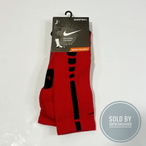 Nike Elite Basketball Crew Socks  RED BLACK  L 8-12