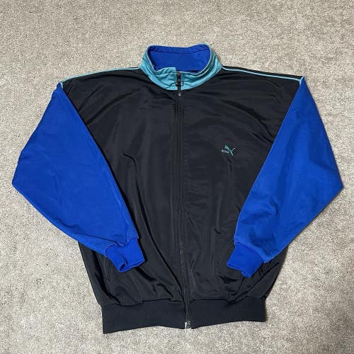 Vintage PUMA Track Jacket Full Zip Blue 80s 90s Classic Sport Mens Size Medium