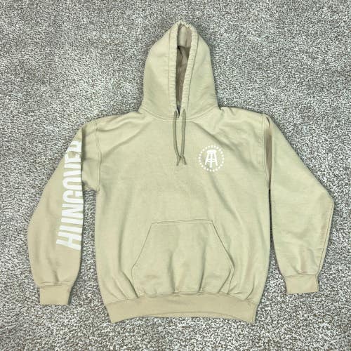 Barstool Sports Hoodie Mens Medium Tan Hungover Sleeve Graphic Pullover Logo
