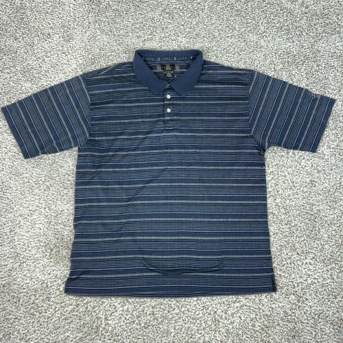 Nike Golf Polo Shirt Mens XL Blue Striped Cotton Short Sleeve Casual Grandpa Top
