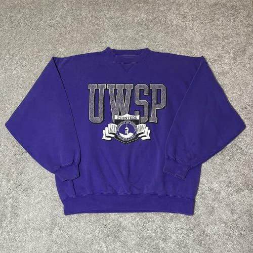 Vintage UWSP University Of Wisconsin Stevens Point Graphic Crewneck Sweatshirt L