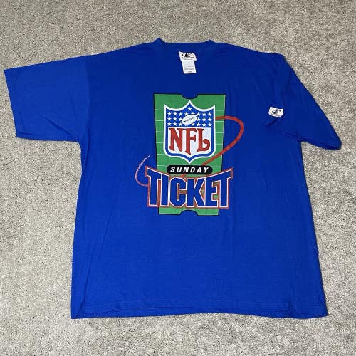 Vintage NFL Sunday Ticket Logo Athletic T-Shirt Mens XL Blue USA Football 90s