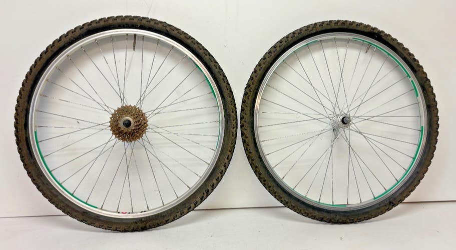 Alexrims XRIMS 7-Speed Aluminum 26" QR Wheelset Shimano Rear Hub +Studded Tires