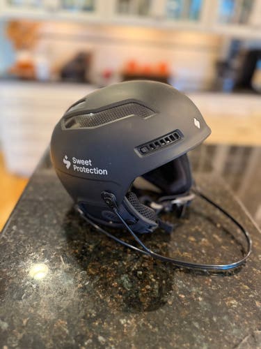Unisex Sweet Protection SL Slalom Ski Race Helmet w/ Chin Guard – Black