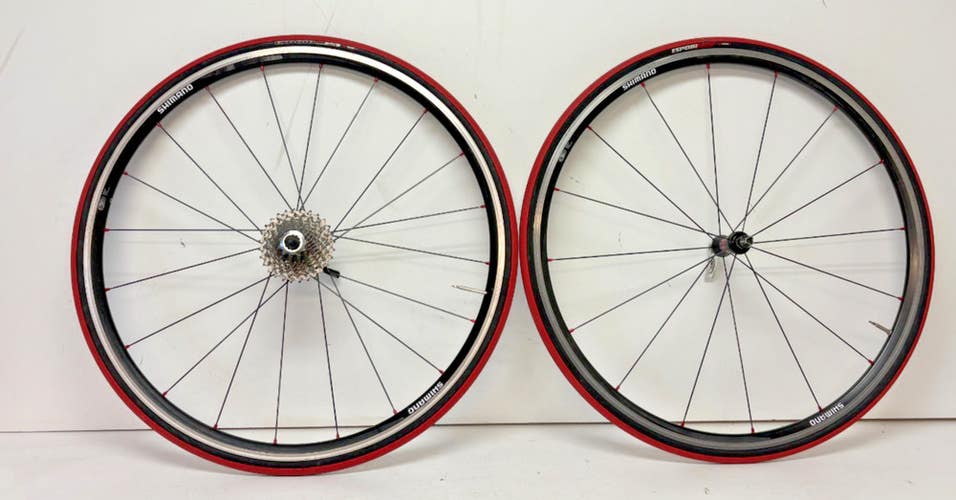 Shimano WH-RS10 10-Speed 20/16-Spoke Black Aluminum 622x15/700C Wheelset +Tires