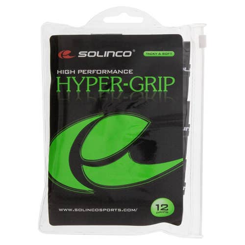Solinco Hyper Extra Tacky Tennis Over Grip Black 12 Pack