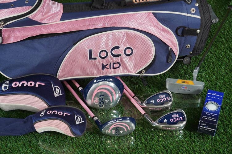 Junior's 9pc. Dunlop LOCO KID Golf Set RH Pink Bag Girls 54"-57" Tall