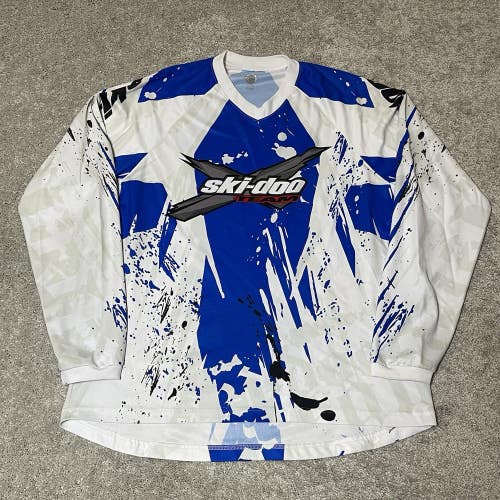 Ski-Doo Team Bombardier Racing Jersey Snowmobile Shirt Blue White Mens Size XL