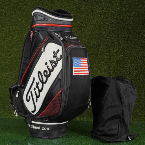 Titleist Tour Staff Bag Classic Colors 10 Top 6 Way Divider Hood USA Embroidery