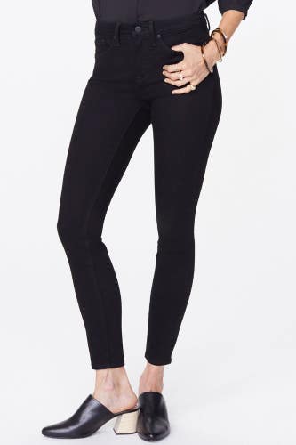 NYDJ Ami Jeans Women's 12 Black Denim Stretch Tummy Control Skinny Leg DAC239